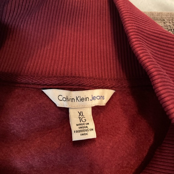 NWOT Calvin Klein 1/4 Zip Up Burgundy  Men's L Sweater - Picture 5 of 8